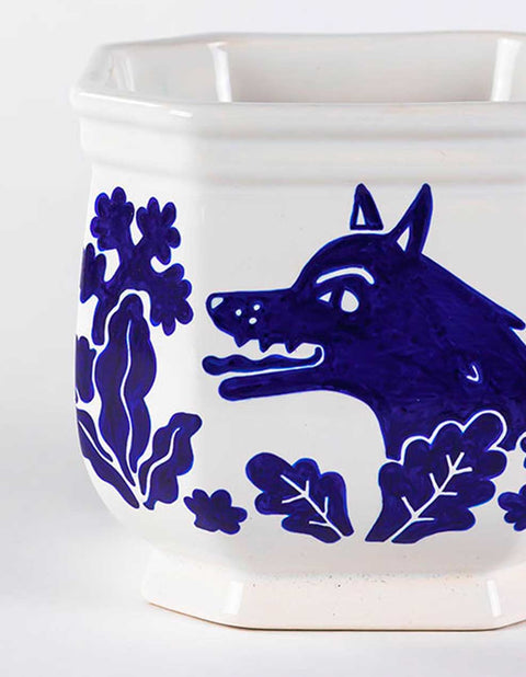 Cache-pot Le Loup et l'Agneau